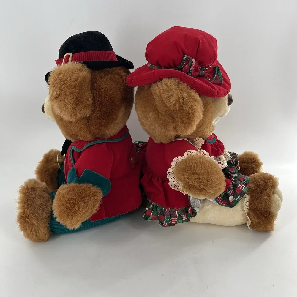2 Kmart Christmas Teddy Bear Lane‎ Plush Stuffed Animal Girl Boy Vintage 1994
